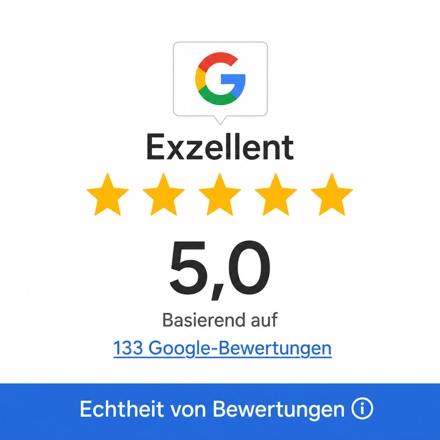 Google Bewertungen: Exzellent, 5,0 von 5